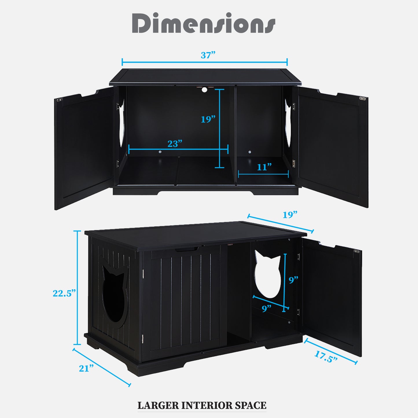 Caja de arena para gatos de gran tamaño, banco, recinto, mueble, caja, casa