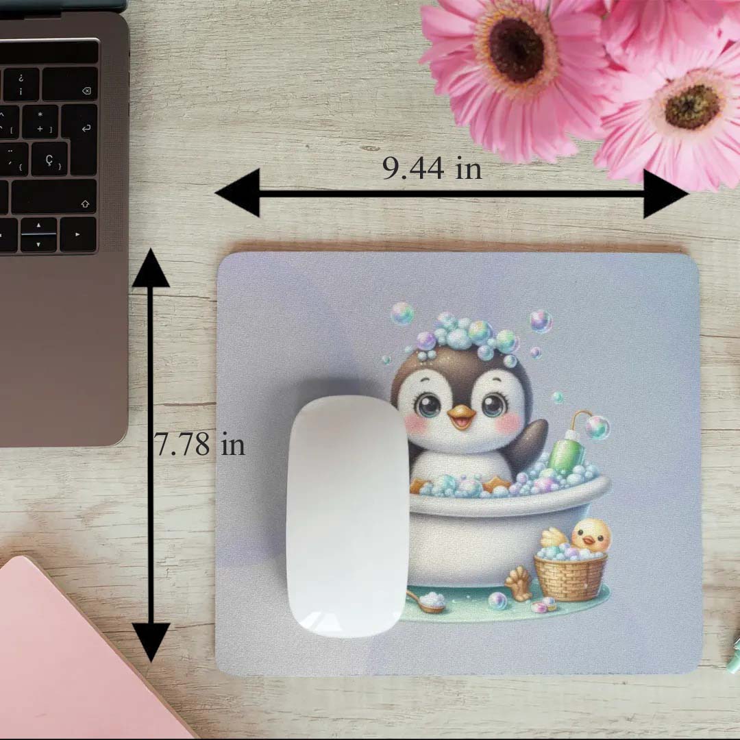 Cute Animal Penguin Bathtub Non-Slip Computer Mousepad