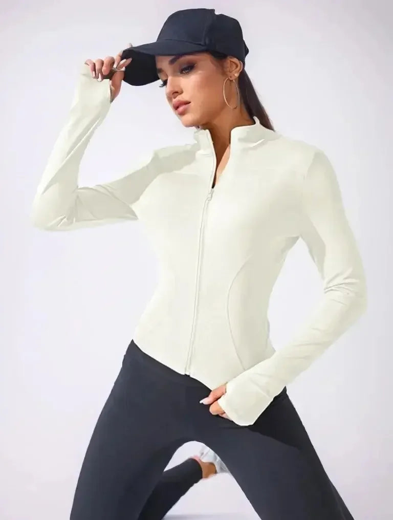 Chaqueta deportiva corta de yoga 2024, ropa de fitness para mujer, chaqueta de yoga con cremallera para esculpir el cuerpo y adelgazar 