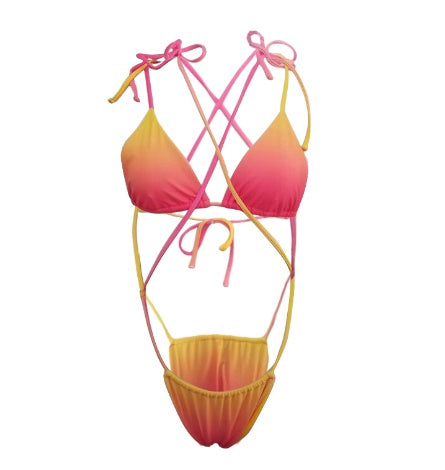 Bikini Tie Rope Farbverlauf Bikini Badeanzug Weibliche Split Bademode