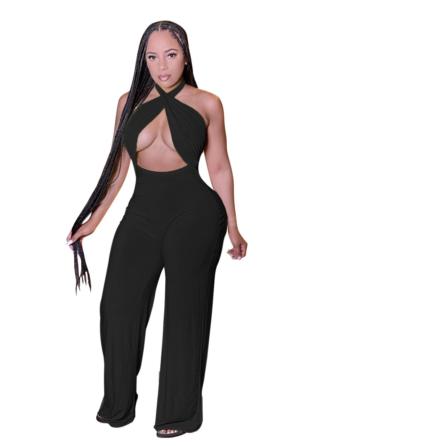 Lässiger Jumpsuit für Damen, gerade, weite Beinhose