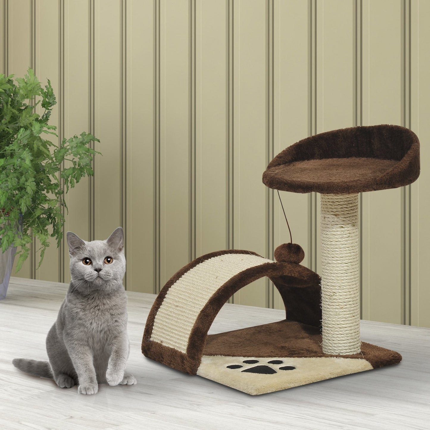 Árbol para gatos PawHut, poste para cama de mascotas, rascador, juguetes para rascar para gatos, muebles