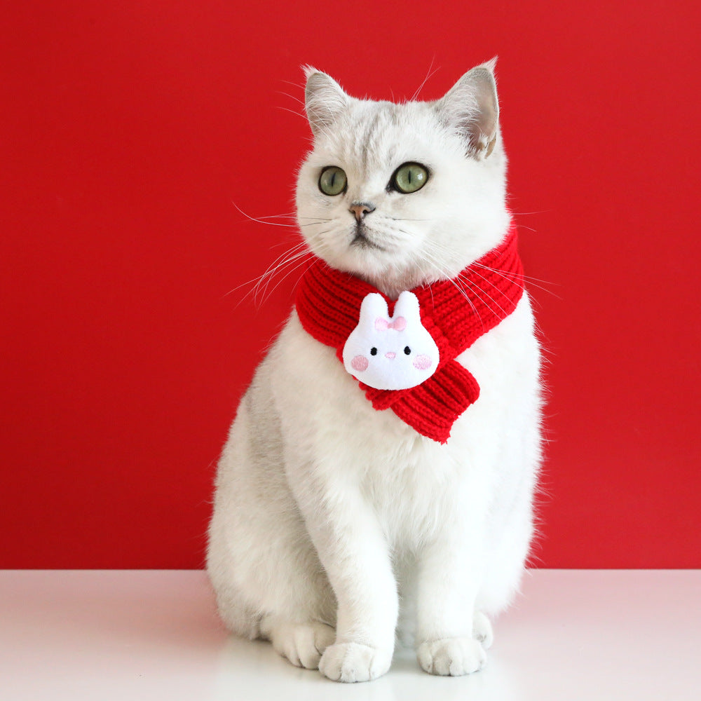 Boina con orejas de conejo de fieltro para gatos pequeños y medianos, gorro cálido para la cabeza