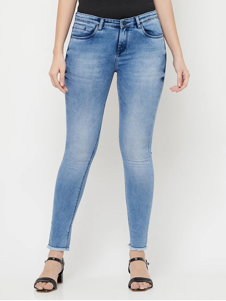 Damen High Rise Denim Jeans (Größe 28) (Farbe: Blau)