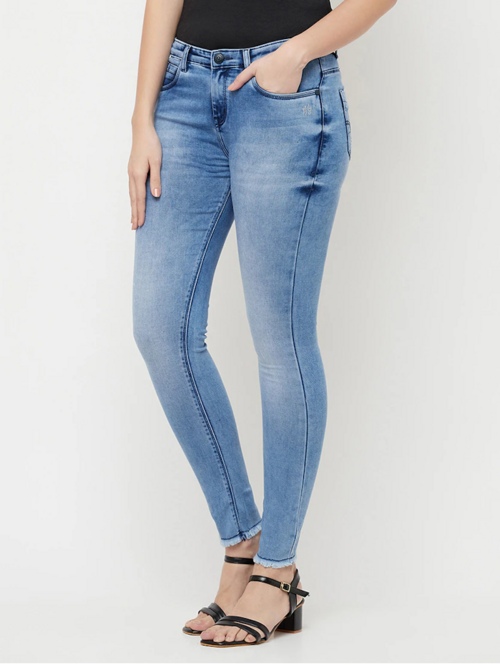 Damen High Rise Denim Jeans (Größe 28) (Farbe: Blau)