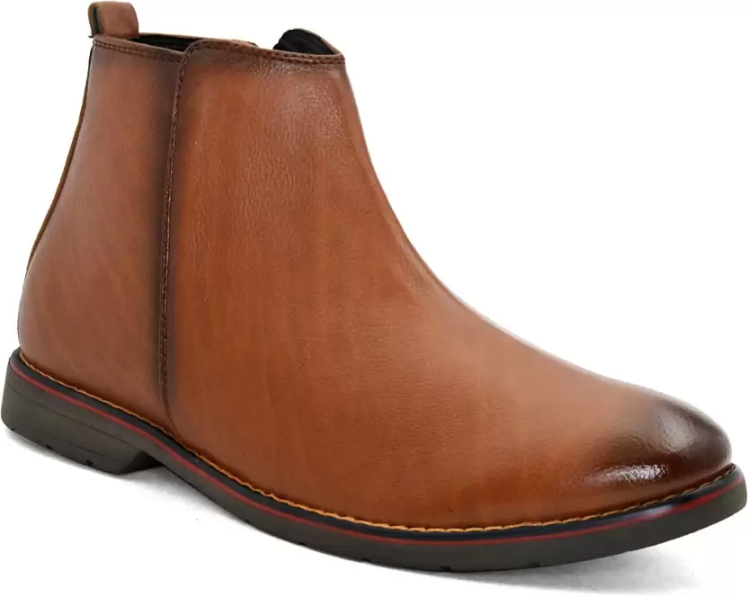 Botas de piel sintética sin cordones para hombre (talla 8 del Reino Unido) (color TAN)