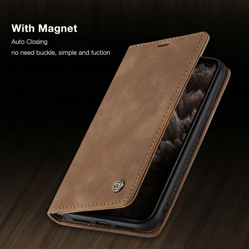 Luxuriöse magnetische Flip-Wallet-Hülle für iPhone 7, 8, X, 11, 12, 13