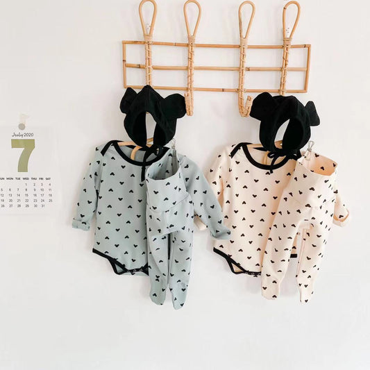 Weiche Onesies-Kombihosensets für Babys mit Cartoon-Druckmuster 