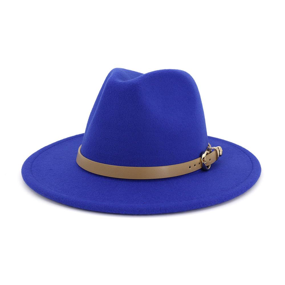 Modischer Unisex-Fedora-Hut aus Wollfilz für Damen und Herren mit Lederband