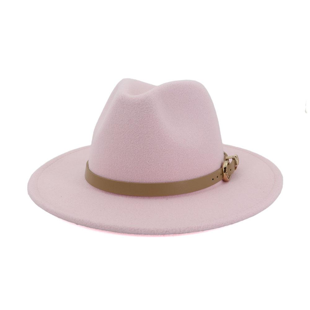 Sombrero Fedora de Jazz de Fieltro de Lana Unisex de Moda para Hombres y Mujeres con Banda de Cuero