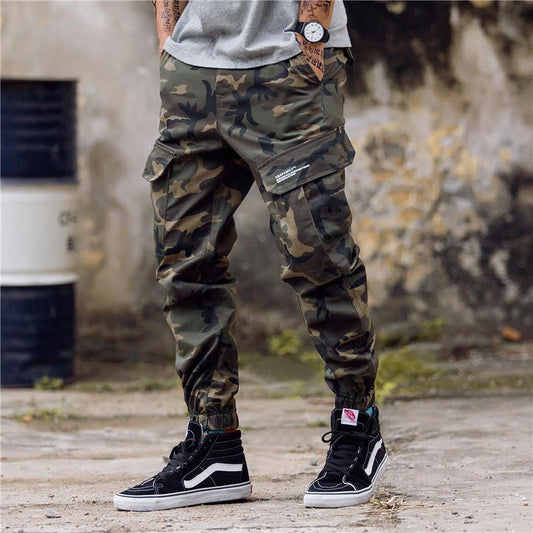 Pantalones de chándal con cremallera y camuflaje para hombre de E-BAIHUI