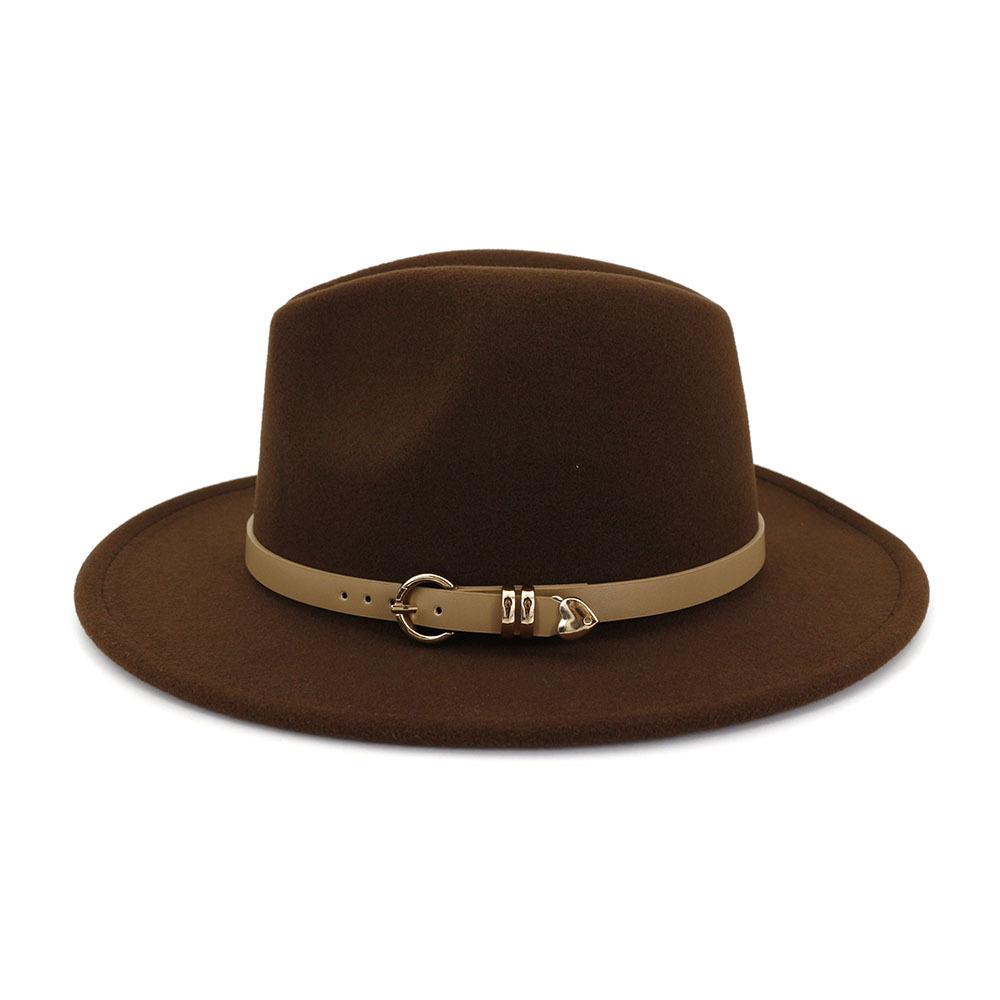 Modischer Unisex-Fedora-Hut aus Wollfilz für Damen und Herren mit Lederband