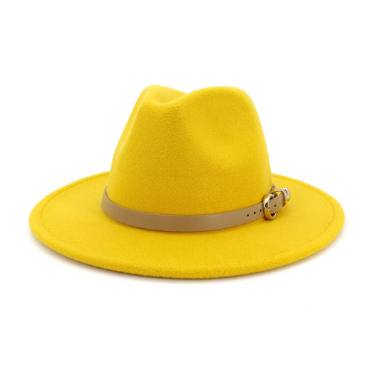 Sombrero Fedora de Jazz de Fieltro de Lana Unisex de Moda para Hombres y Mujeres con Banda de Cuero