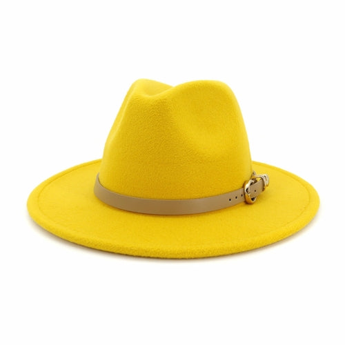 Sombrero Fedora de Jazz de Fieltro de Lana Unisex de Moda para Hombres y Mujeres con Banda de Cuero