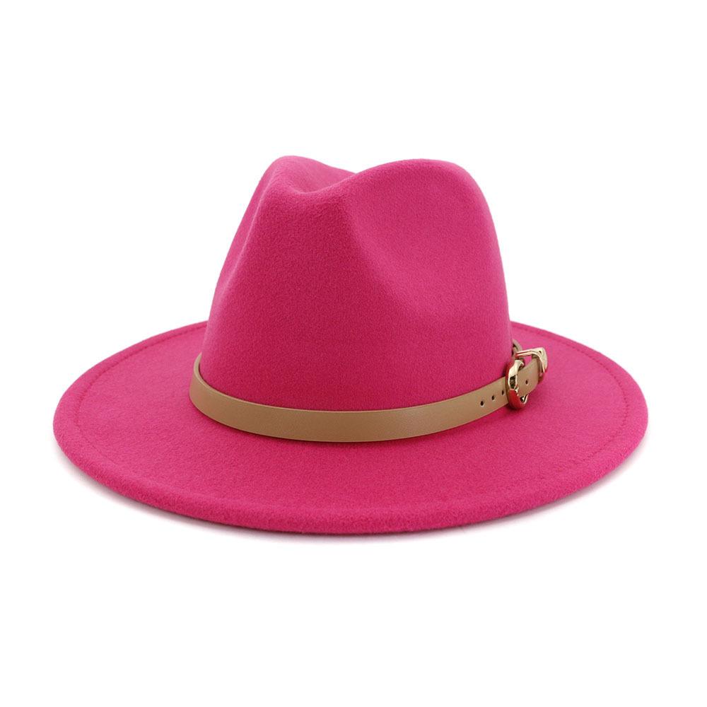 Sombrero Fedora de Jazz de Fieltro de Lana Unisex de Moda para Hombres y Mujeres con Banda de Cuero