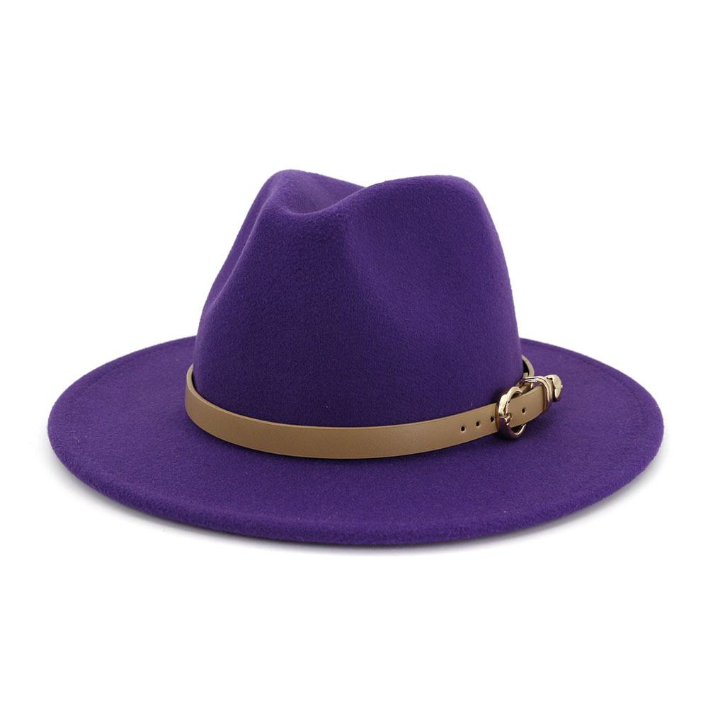 Modischer Unisex-Fedora-Hut aus Wollfilz für Damen und Herren mit Lederband