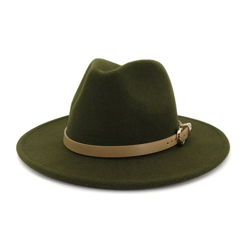 Sombrero Fedora de Jazz de Fieltro de Lana Unisex de Moda para Hombres y Mujeres con Banda de Cuero