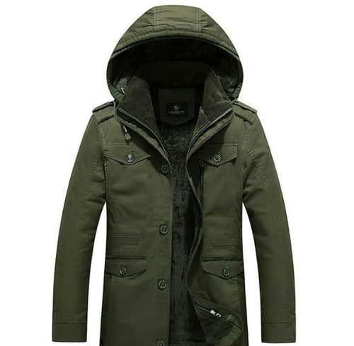 Abrigo estilo militar con capucha para hombre